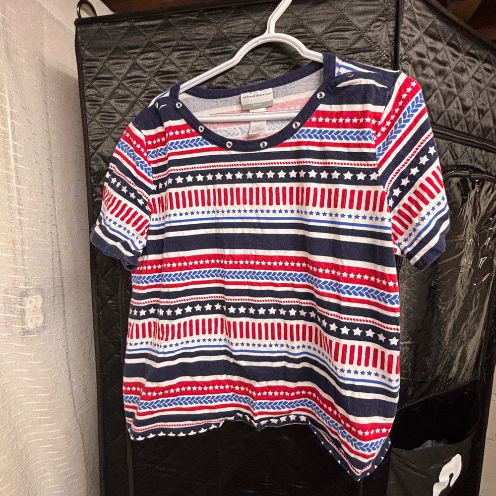 Alfred Dunner Kids Striped Star Tee - Red, Blue, White
